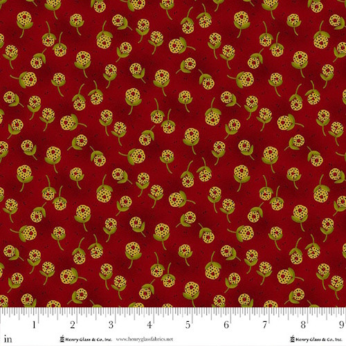 Dandelion Orbs on Cranberry Fabric - 981-88 Cranberry