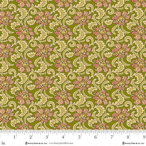 Holiday Foulard on Evergreen Fabric - 990-66 Evergreen
