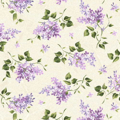 Lilac Sprays on Natural Fabric - MAS8602-E