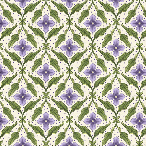 Floral Weave Purple on White Fabric - MAS8604-E