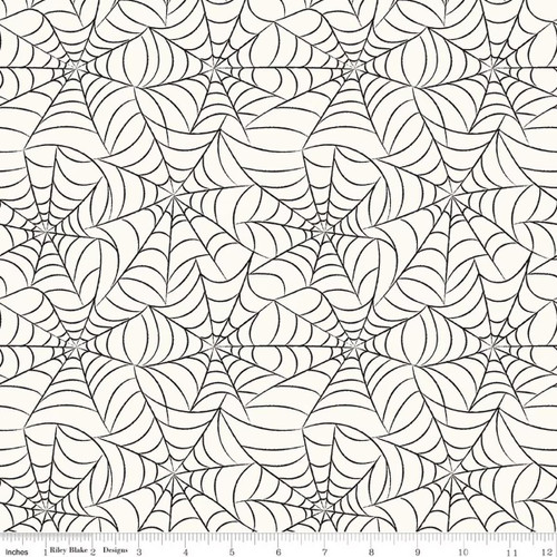 Black Webs on White Fabric - C17474 Cloud
