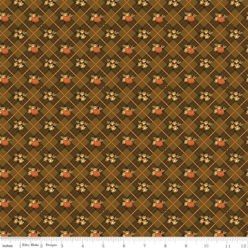 Bountiful Pumpkin Plaid Suede Cotton Fabric - C17864 Suede