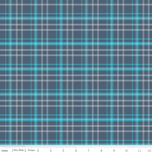 Navy Blue Plaid Fabric - C17625 Navy