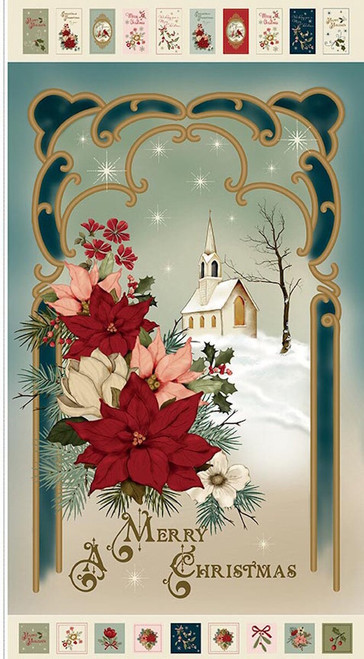 Christmas Greetings Fabric Panel - 23 1/2" x 43 1/2" - PD17669 (#124)
