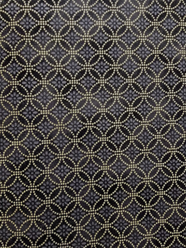 Interlocking Metallic Gold Circles on Black Fabric - 20506M-99 Black