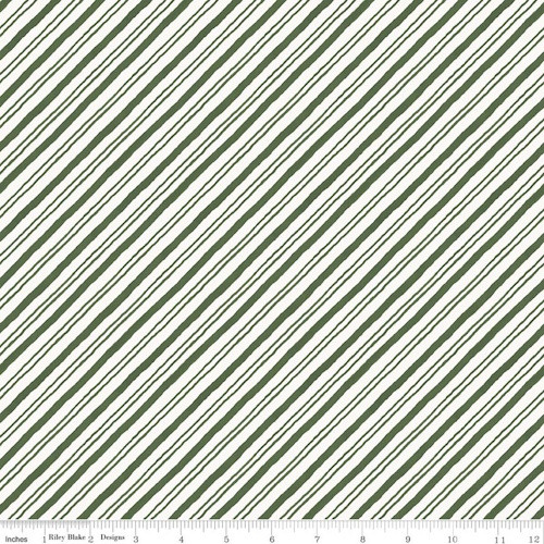 Green Diagonal Stripes Fabric - C17465 Green - Holiday Spirit - Riley Blake Designs