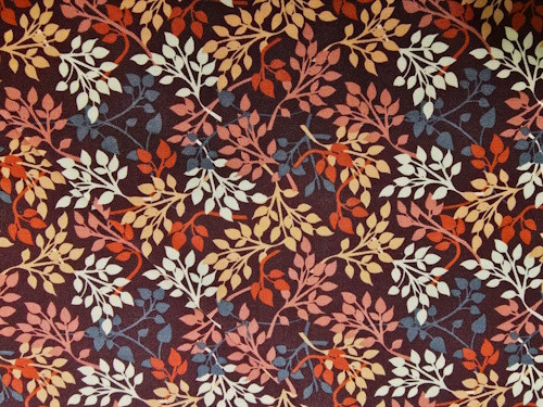 Fall Colors Leaves and Twigs on Brown Fabric - 3804-60145-9