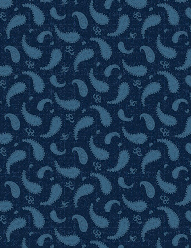 Large Paisley on Blue Fabric - 1803-98710-444