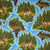 DEER AND GEESE ON BLUE BACKGROUND FABRIC