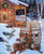 EVENING SOLITUDE PANEL - Christmas Cabin with Snowshoes - P8693 Evening