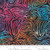 Multi-Colored Wavy Lines on Black Batik Fabric - 4353-30
