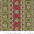 MULTI-COLORED DESIGNS BORDER STRIPE PATTERN ON TURKEY RED, POISON GREEN AND CREAM FABRIC - 38090-12