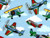 COLORFUL AIRPLANES IN A PARTLY CLOUDY SKY FABRIC - BD-49228-A01