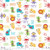 COLORFUL ANIMALS AND COLORS ON WHITE FABRIC - C9760 White