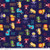 COLORFUL ANIMALS AND COLORS ON NAVY BLUE FABRIC - C9760 Navy