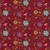 Multi-Color Floral Pattern on Red Fabric - 9614-88