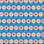 Large Multi-Color Sunflower Stripe on Blue Fabric - 120-22084