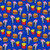 Burger, Fries and Milkshakes on Blue Fabric - 10409