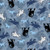 Cowboy & Bucking Horse Silhouettes on Denim Blue Fabric - 9151-11