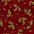 HOLLY LEAVES, BERRIES & STEMS ON BURGUNDY FABRIC