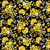 Yellow and Gray Cabbage Rose on Black Fabric - 9963-94