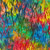 Rainbow Flames on Dark Blue Batik Fabric - AMD21278-263 Rainbow