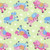 Tossed Pink and Blue Horses Fabric - 125-62