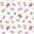 Tossed Roses, Bees and Butterflies on White Fabric - 128-02