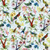 Hummingbirds and Florals with Gold Metallic Accents Fabric - M4915-Blue