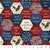 Packed Red, White and Blue Hexagons with Patriotic Sayings Fabric - 22780-49 Navy