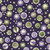 Purple, Ecru & Green Antique Buttons on Dark Purple Fabric - MAS8609-V