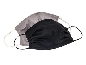 100% Woven Cotton Face Mask, Two Layers with Optional Filter Pocket, comes in Black or Gray, One Size Fits All, Machine Washable, Reusable, Made in the USA 100% Woven Cotton Face Mask, Two Layers with Optional Filter Pocket, comes in Black or Gray, One Size Fits All, Machine Washable, Reusable, Made in the USA
