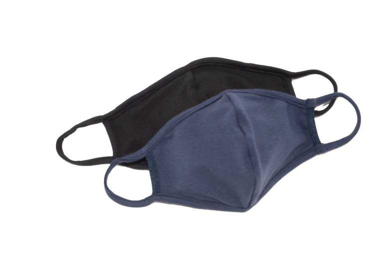 Antimicrobial Face Mask, Navy Blue, or Black, One Size Fits All, Machine Washable, Reusable, Made in the USA