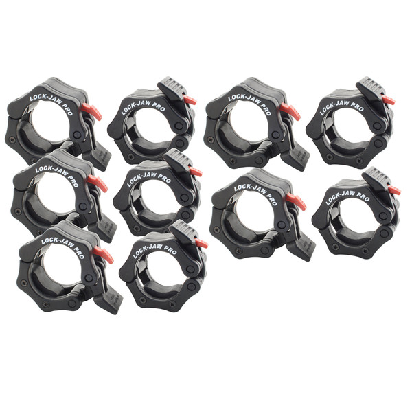 Lock-Jaw Pro Olympic Bar Collar, Set of 5 Pair, Fits 2", Black