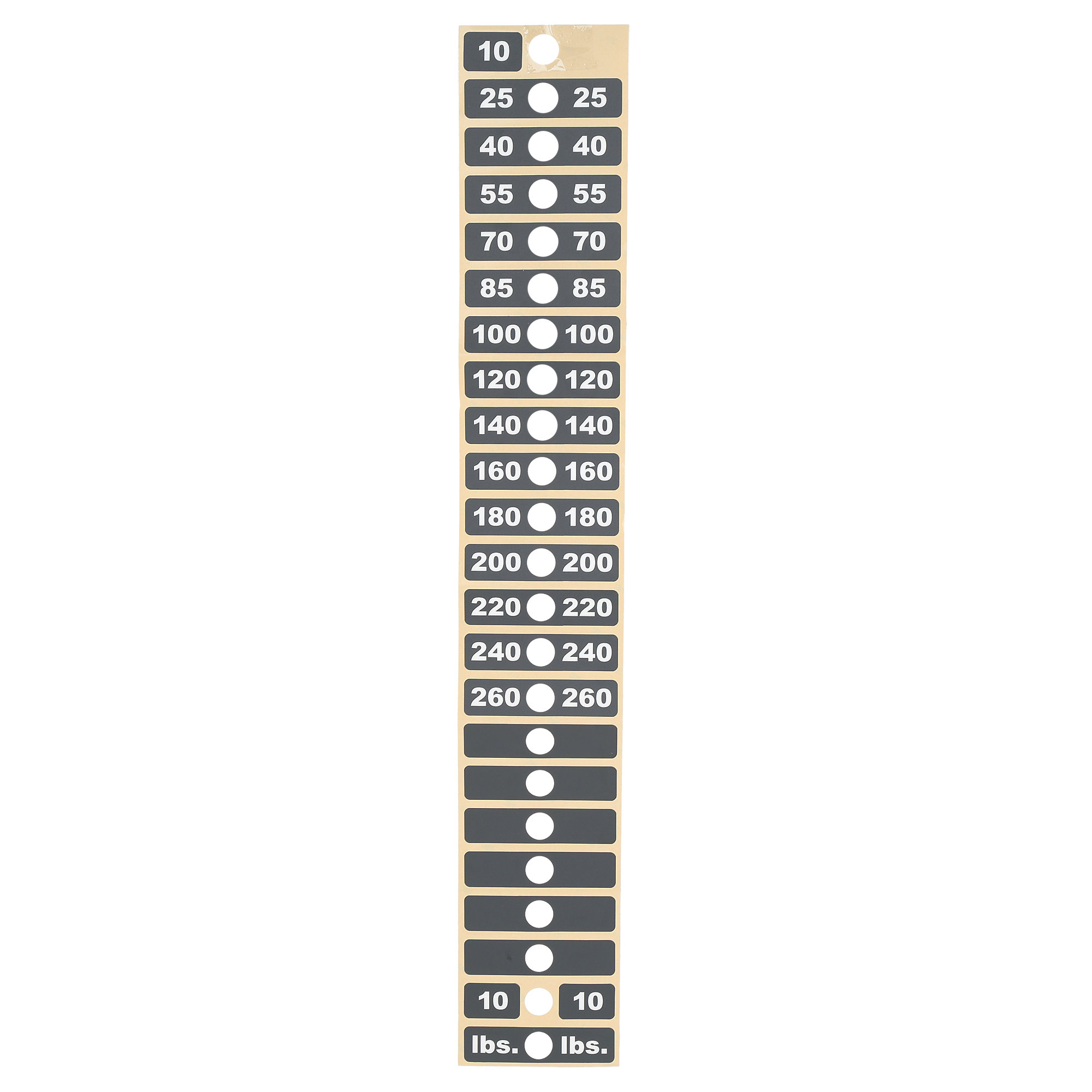 Weight Stack Labels, 260 Lbs, LifeFitness