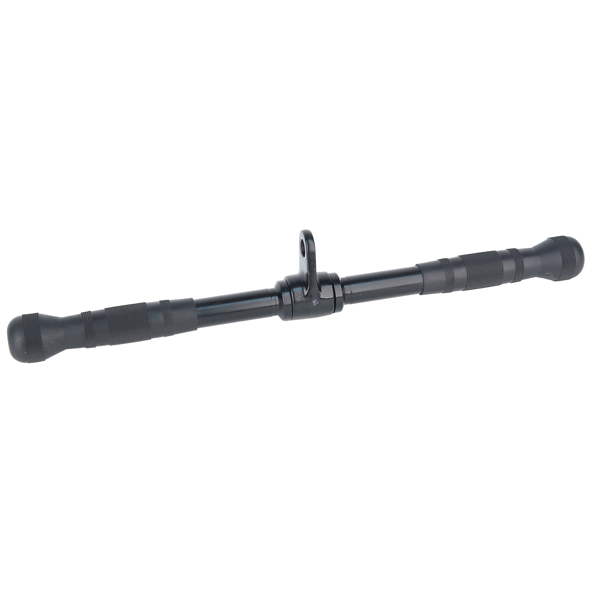 Straight Attachment Bar, Revolving Swivel and Rubber Grips, All Black