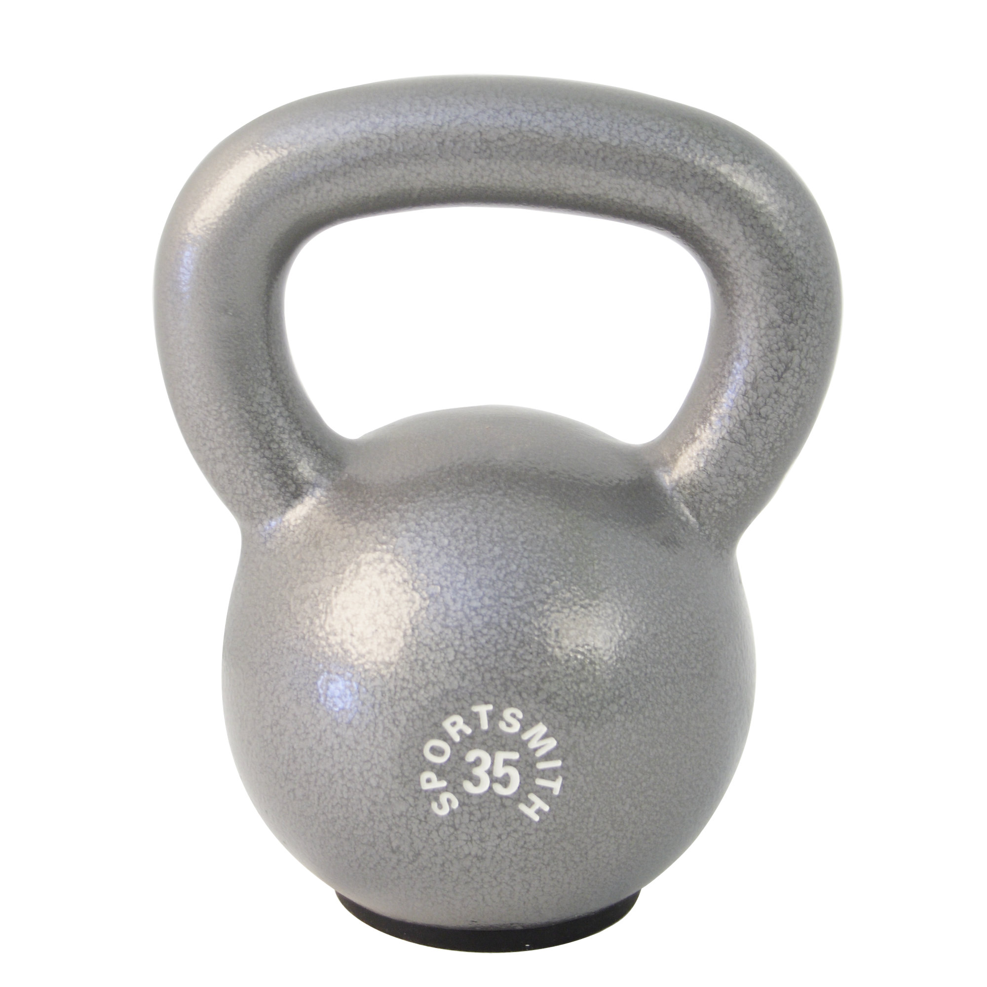35 Lb. Kettlebell with Rubber Base, Cast Iron, Gray