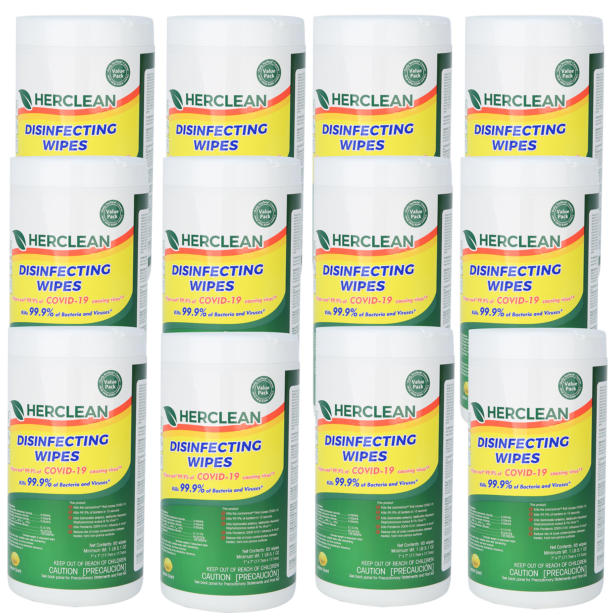 Disinfecting Wipes 7"x7" each canister contains 85 wipes. Case of