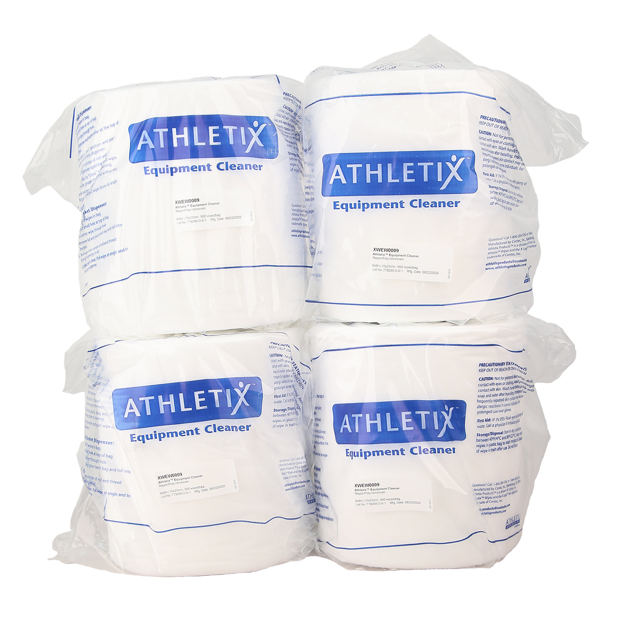 Fitness Equipment Cleaning Wipes By Athletix | 9" x 6" Wipe | 900 wipes per roll - 4 rolls per case