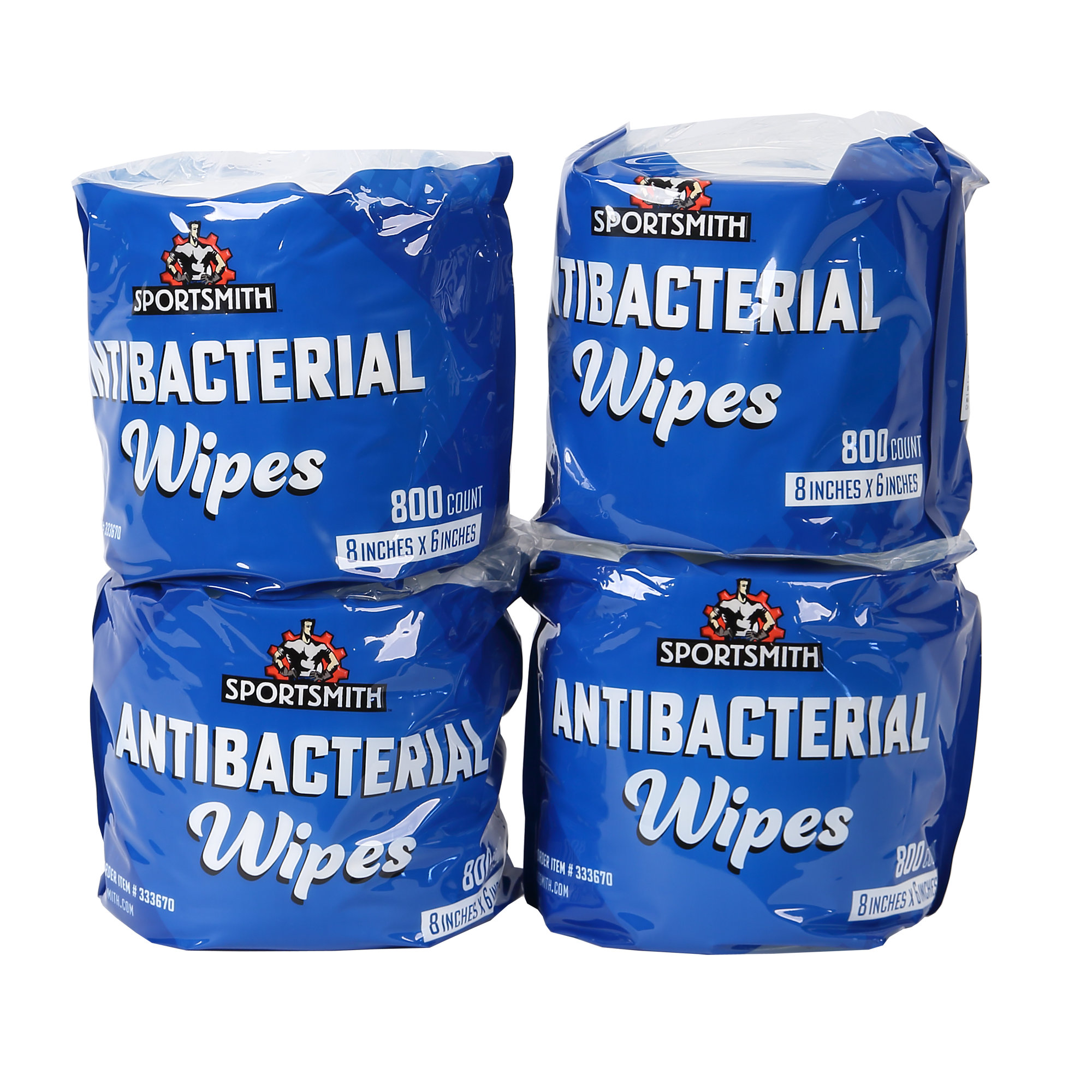 Fitness Equipment Antibacterial Wipes by Sportsmith, 6" x 8" Wipe, 800 wipes per roll, 4 rolls per case