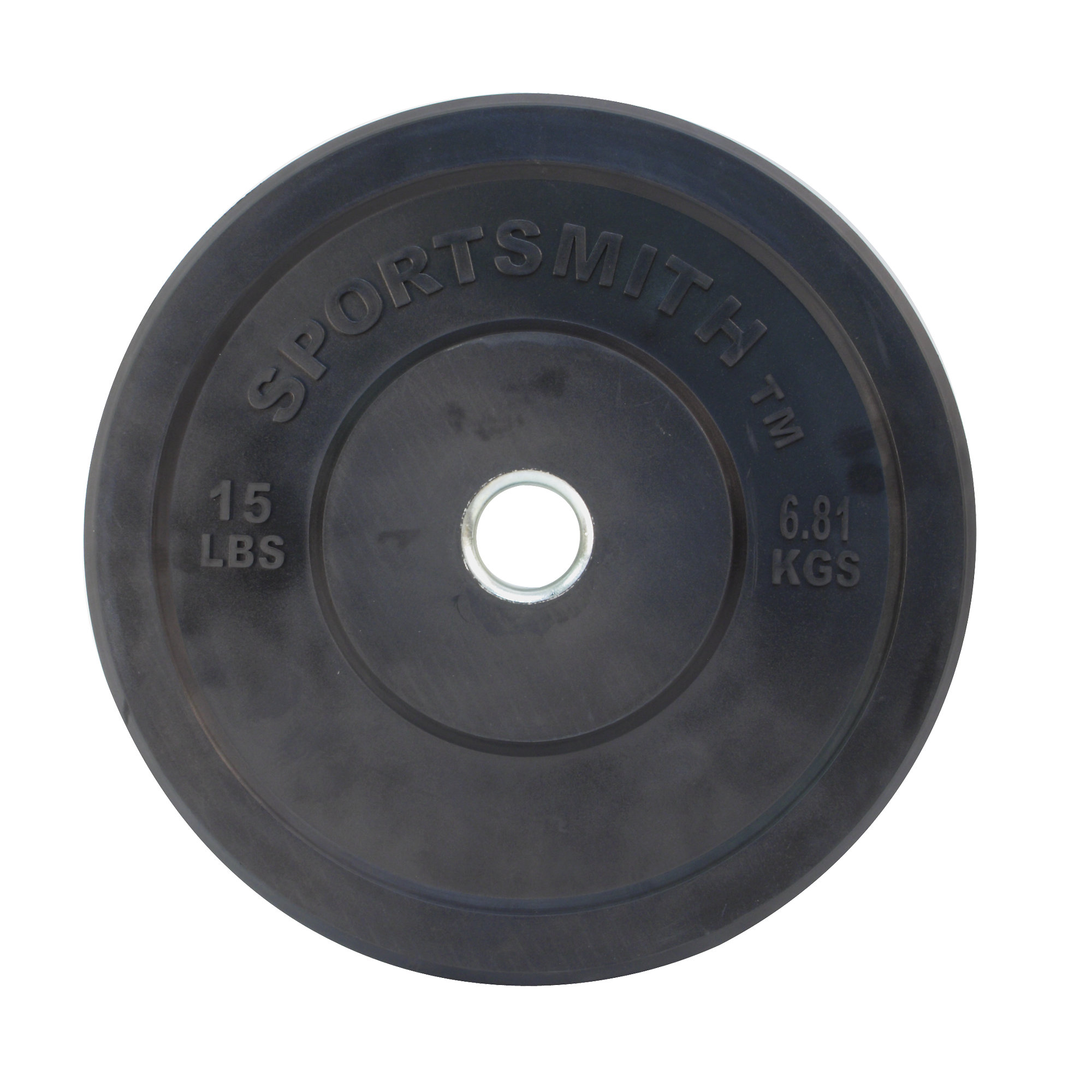 Premium Olympic Rubber Bumper Plate, Sportsmith, 15lb, Black