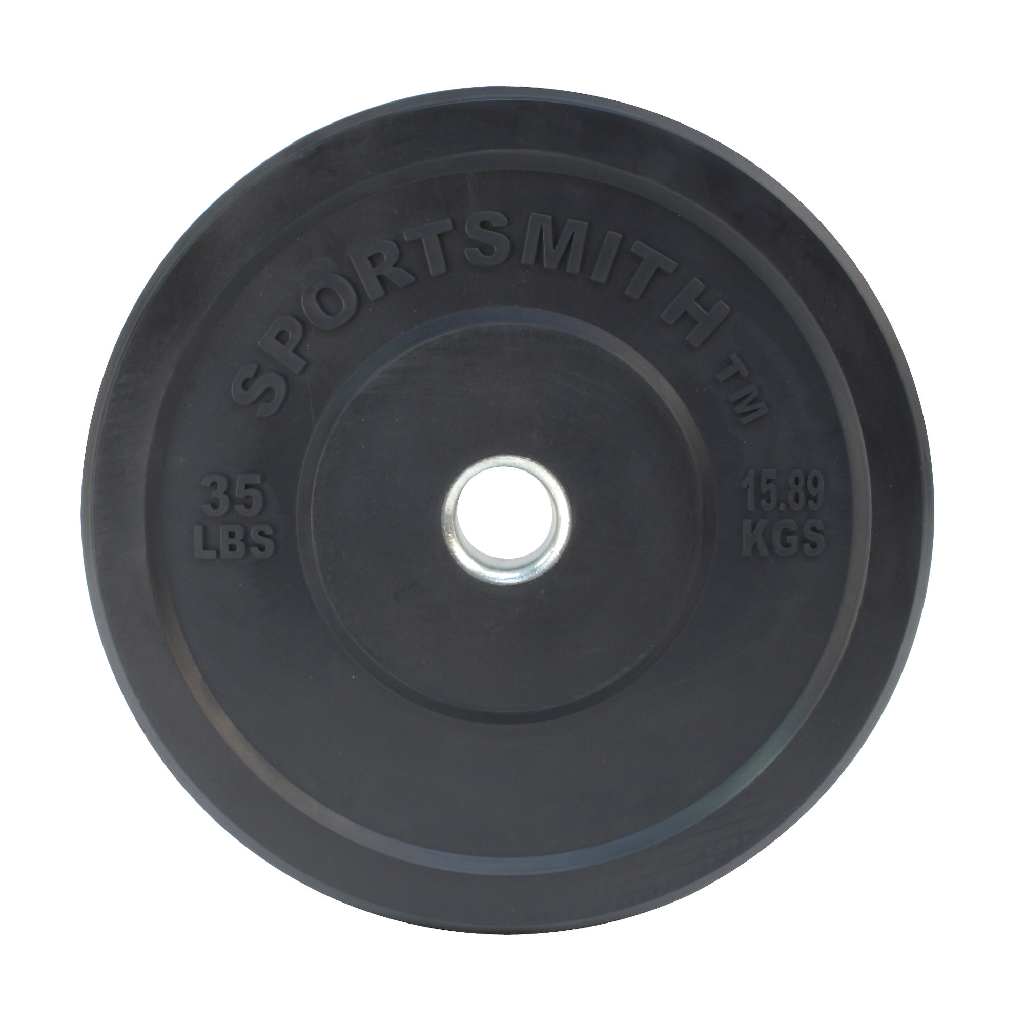 Premium Olympic Rubber Bumper Plate, Sportsmith, 35lb, Black