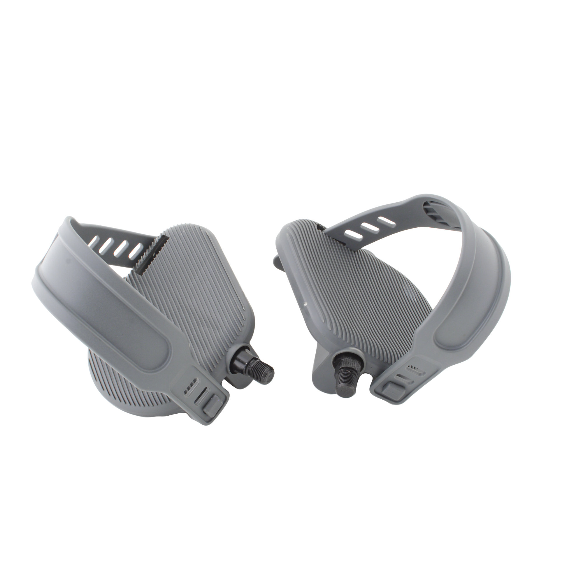 Bike Pedals, Set with Straps, 9/16", Gray