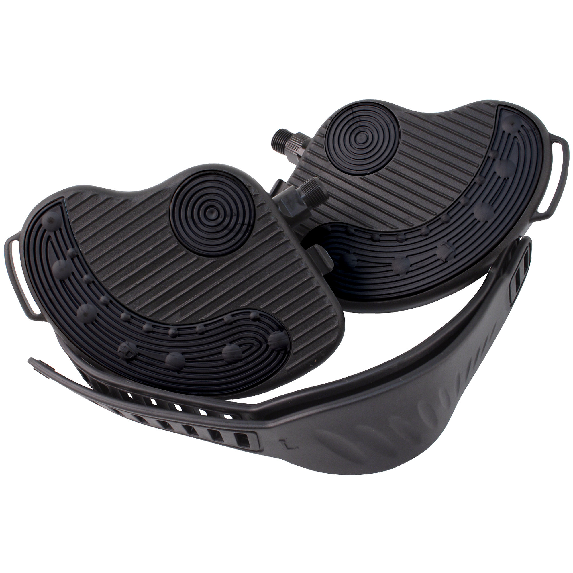 "Deluxe" Bike Pedal Set with Straps, 9/16", Black