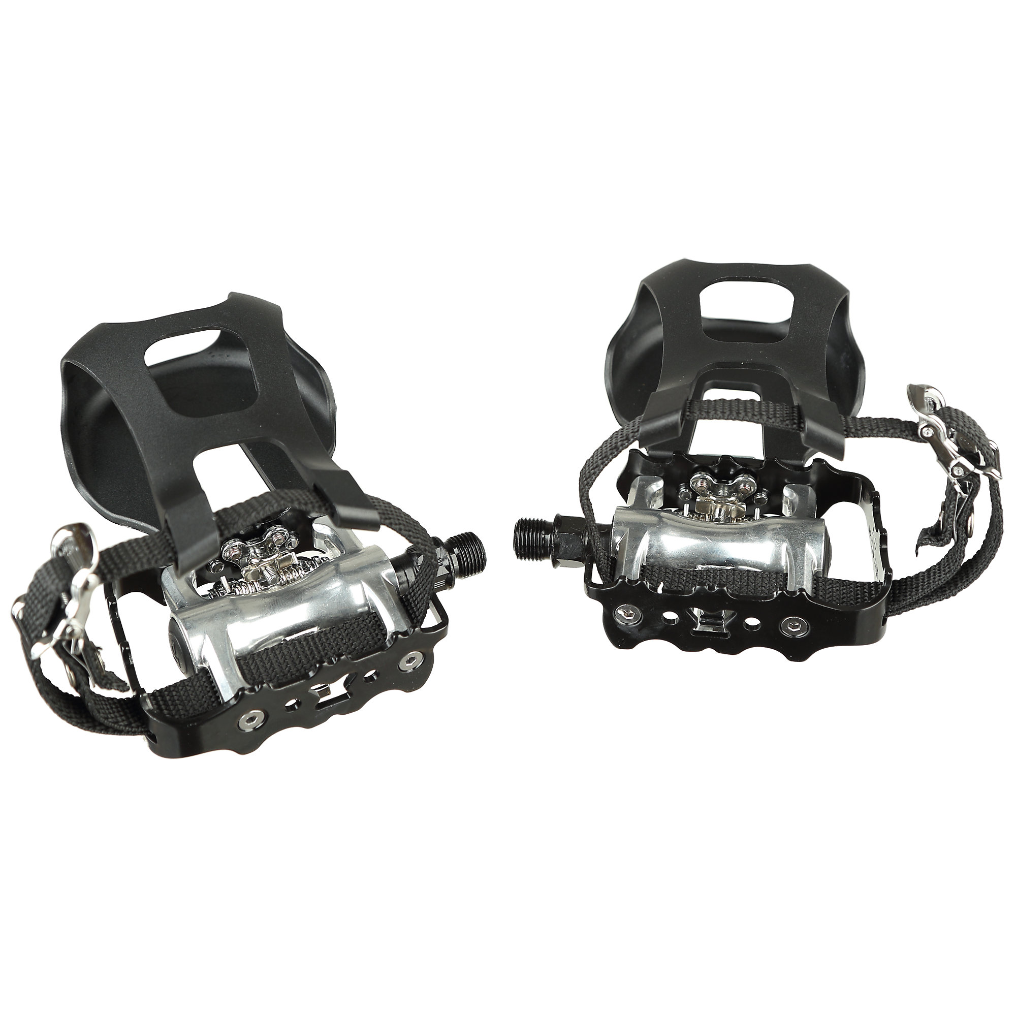 Bike Pedals, *SPD* Pedal Set with Toe Cages, Straps, and Shoe Hardware, 9/16"