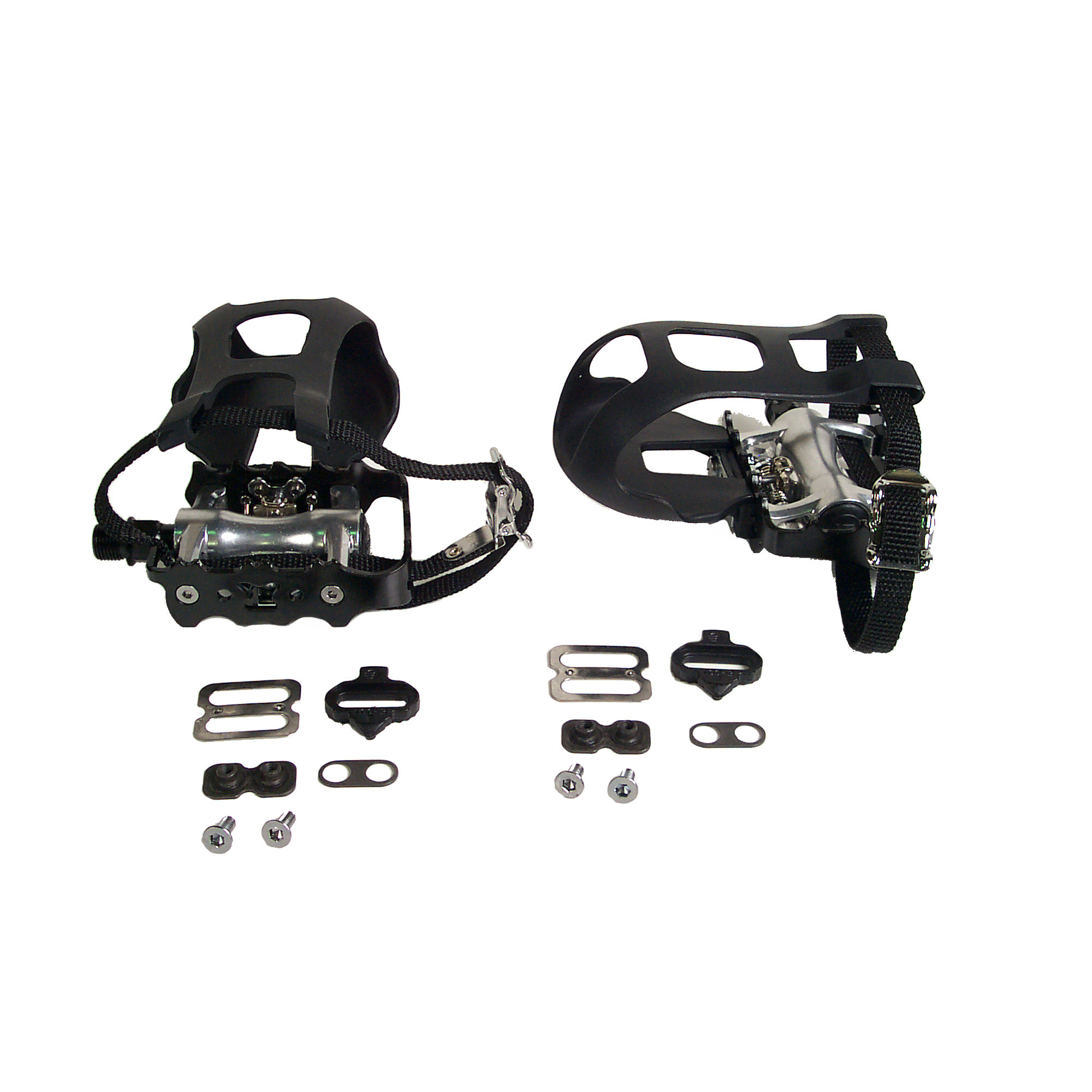 Bike Pedals | *SPD* Pedal Set with Toe Cages, Straps and Shoe Hardware | 9/16"