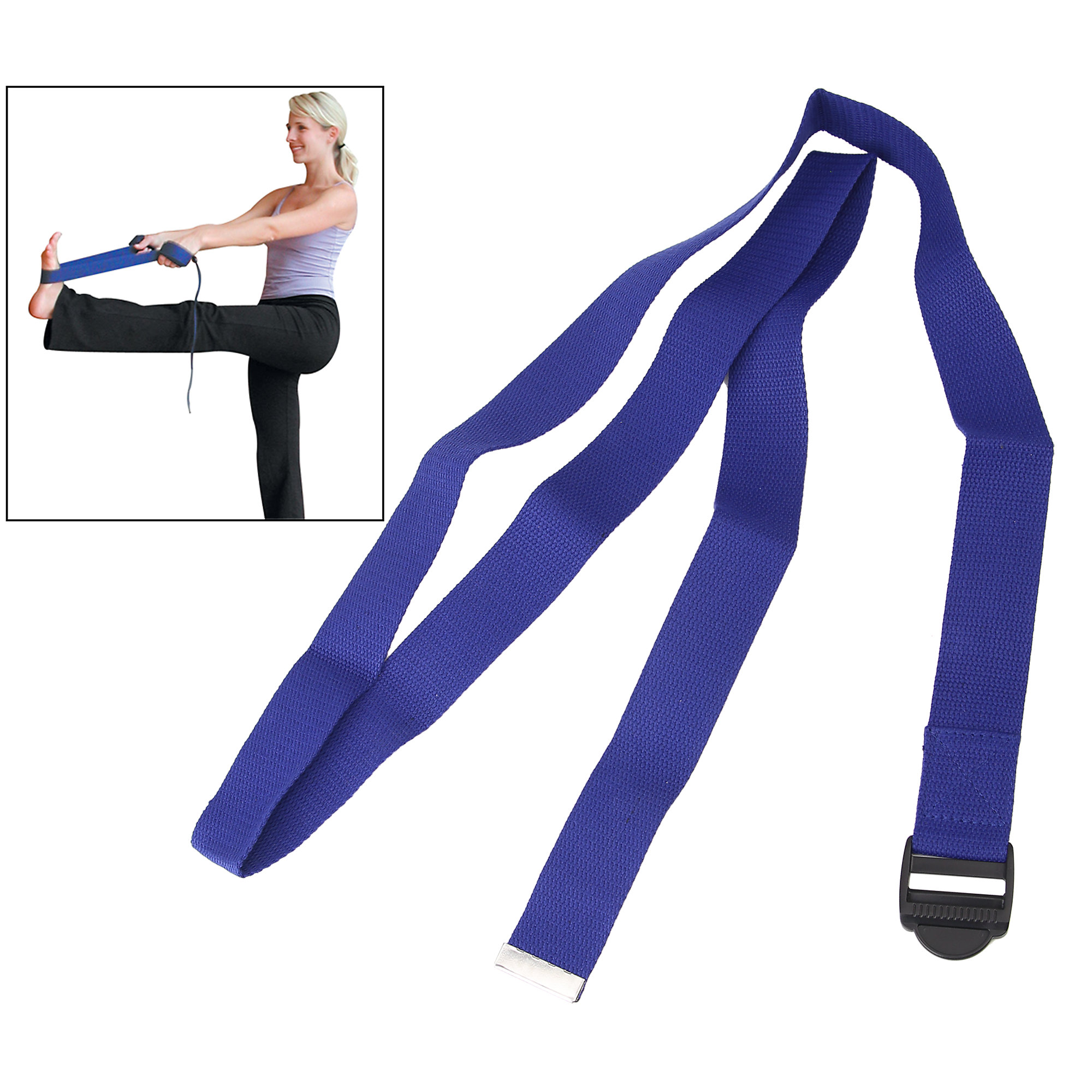 Yoga Strap, 6', Navy Blue with Cinch