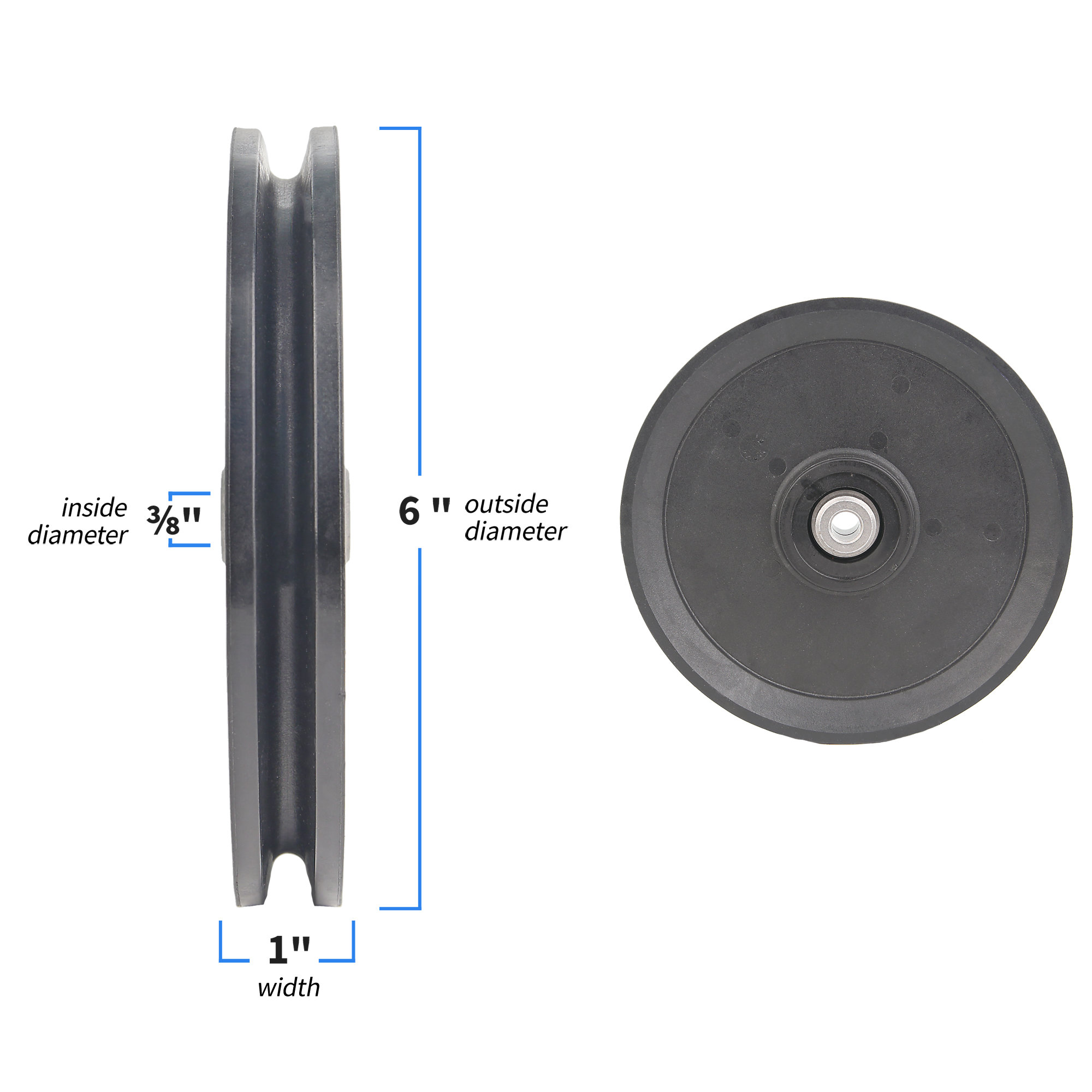 6" Cable Pulley, 3/8" ID