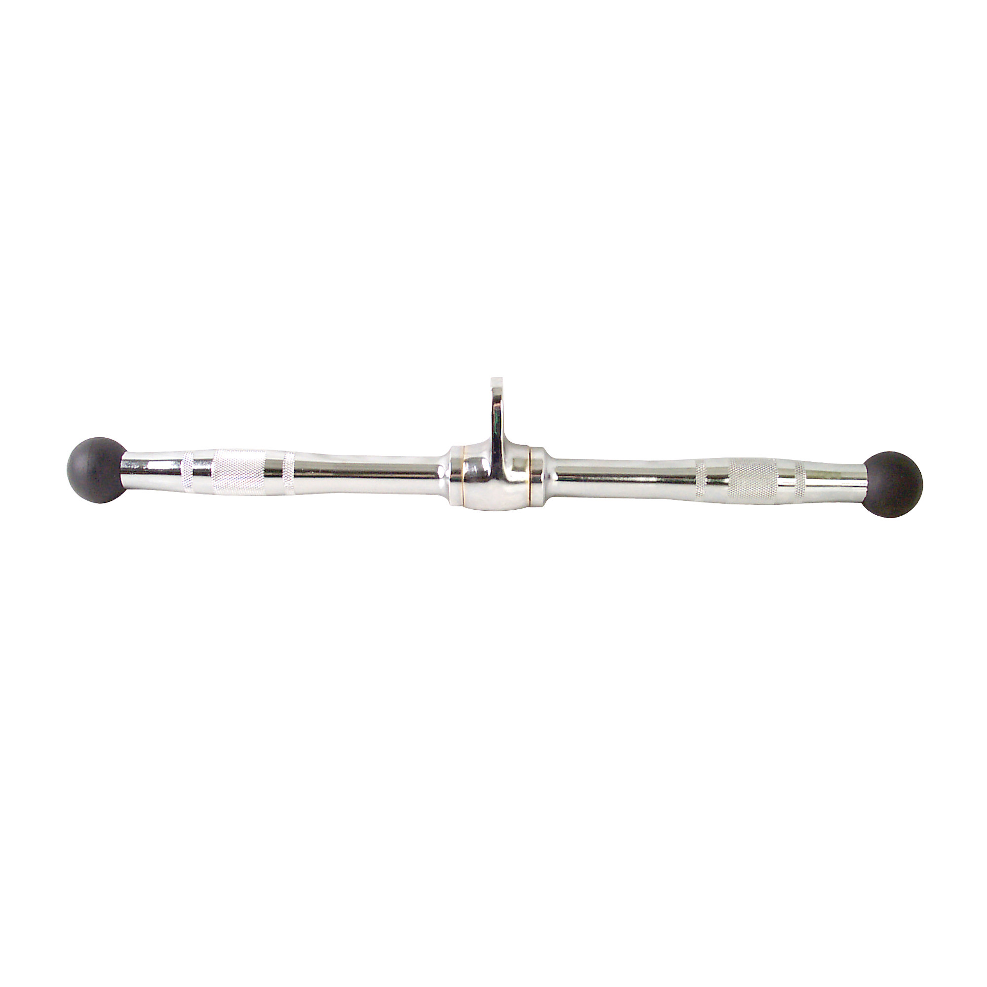 20" Revolving Straight Bar | Cable Attachment with Contoured, Knurled Grips & Rubber Safety Ends