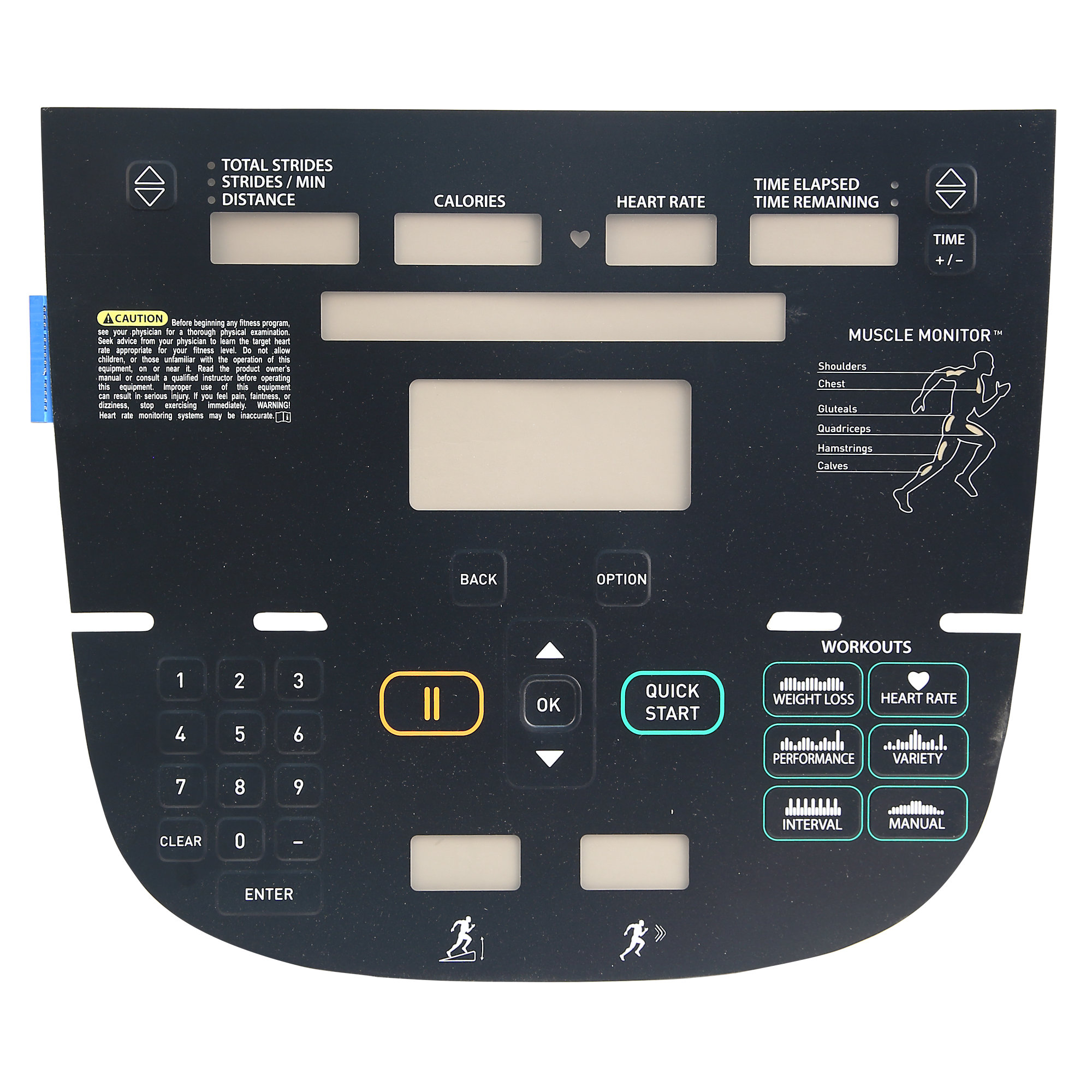 Overlay and Keypad, P30, EFX10-835, Precor